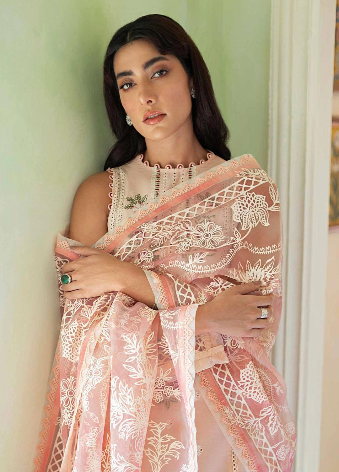 Sunehray Din By Seran Embroidered Lawn Suits Unstitched 3 Piece SRN23SD D-01 Zoe - Festive Collection