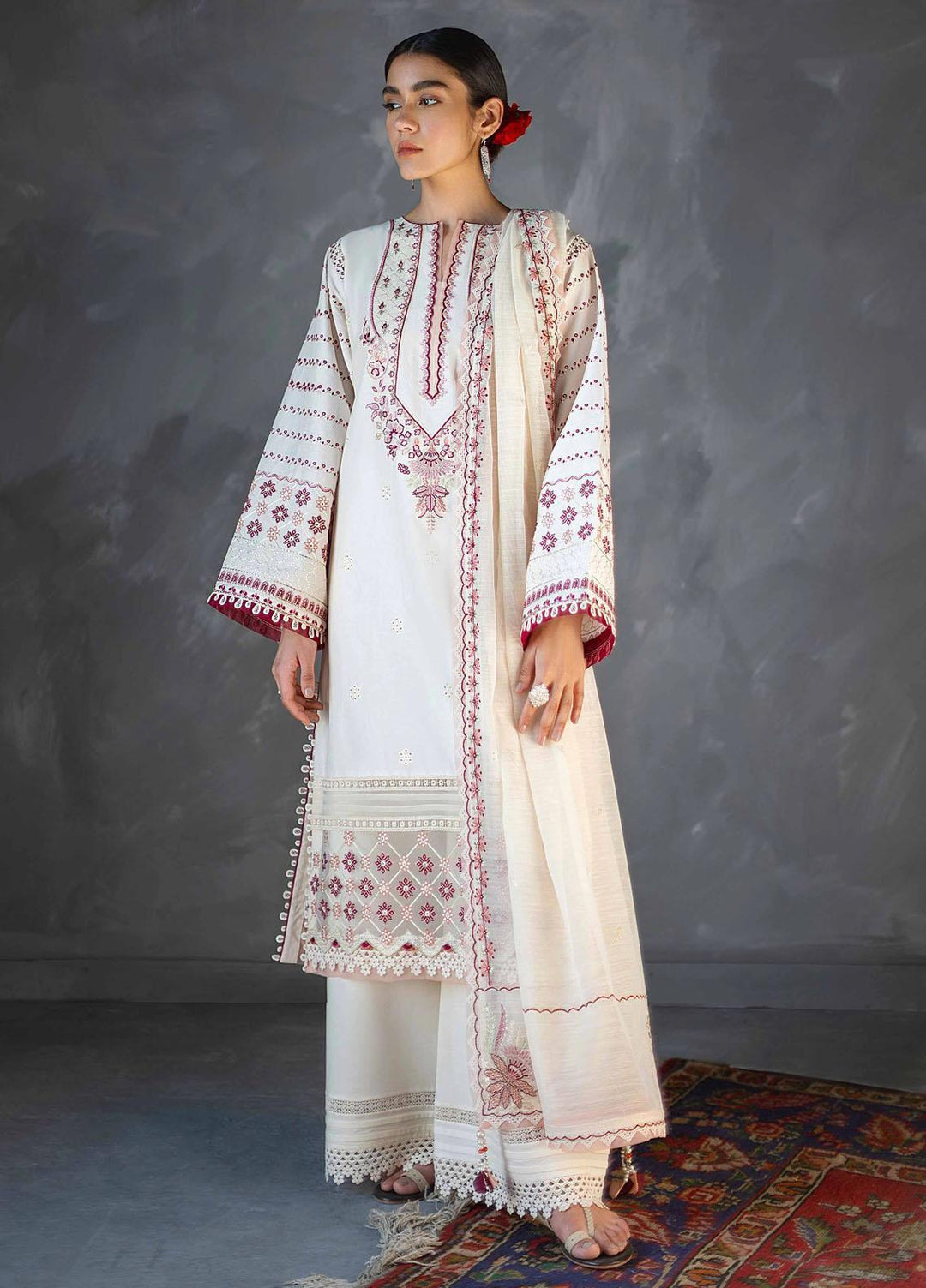 Sunehray Din By Seran Embroidered Lawn Suits Unstitched 3 Piece SRN23SD D-05 Roshan - Festive Collection