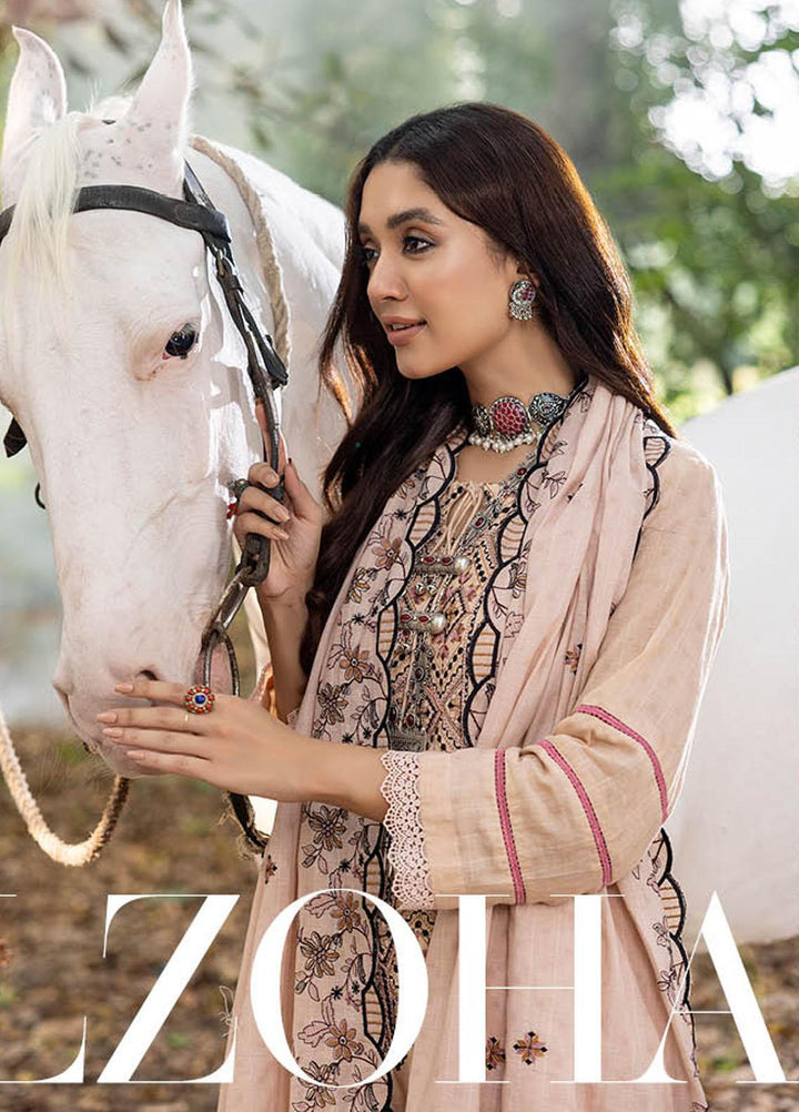 Sunshine Bloom By AL Zohaib Embroidered Jacquard Suits Unstitched 3 Piece AZ23SB D-1 - Winter Collection