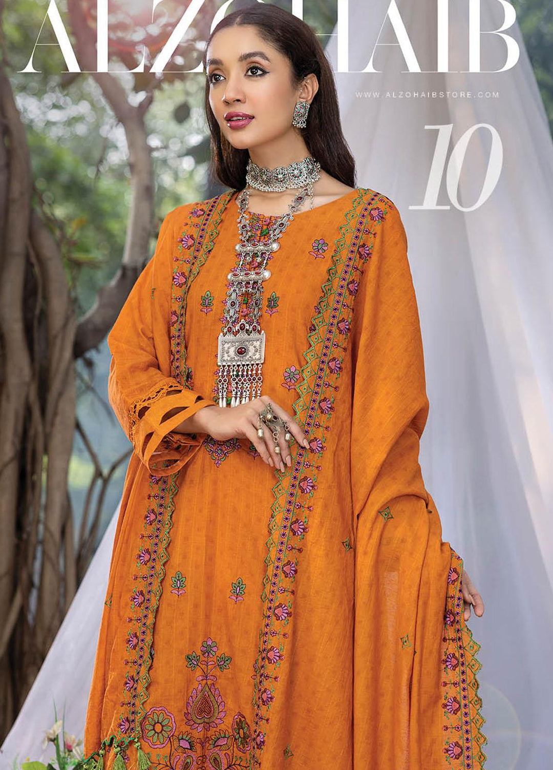 Sunshine Bloom By AL Zohaib Embroidered Jacquard Suits Unstitched 3 Piece AZ23SB D-10 - Winter Collection