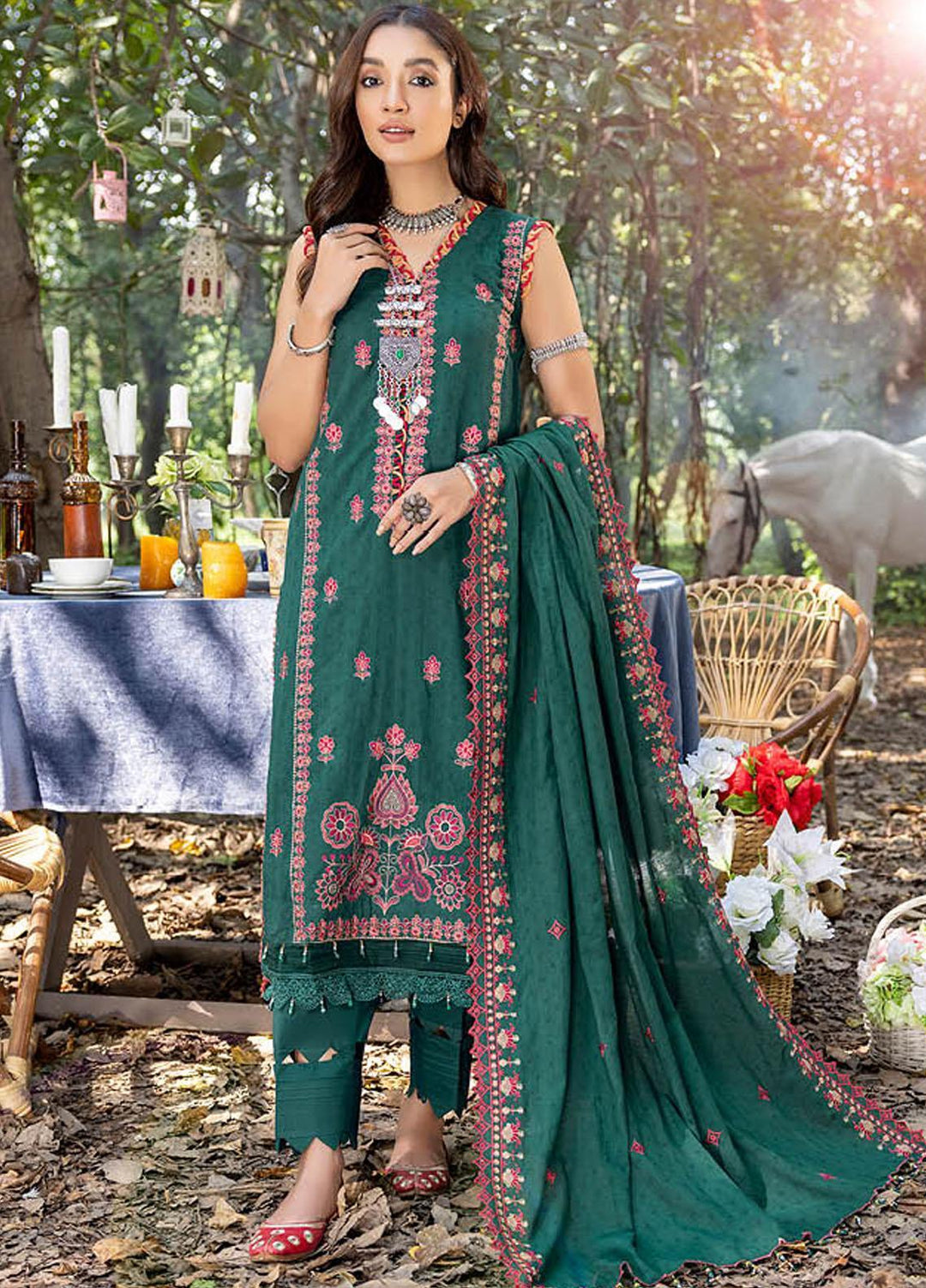 Sunshine Bloom By AL Zohaib Embroidered Jacquard Suits Unstitched 3 Piece AZ23SB D-2 - Winter Collection