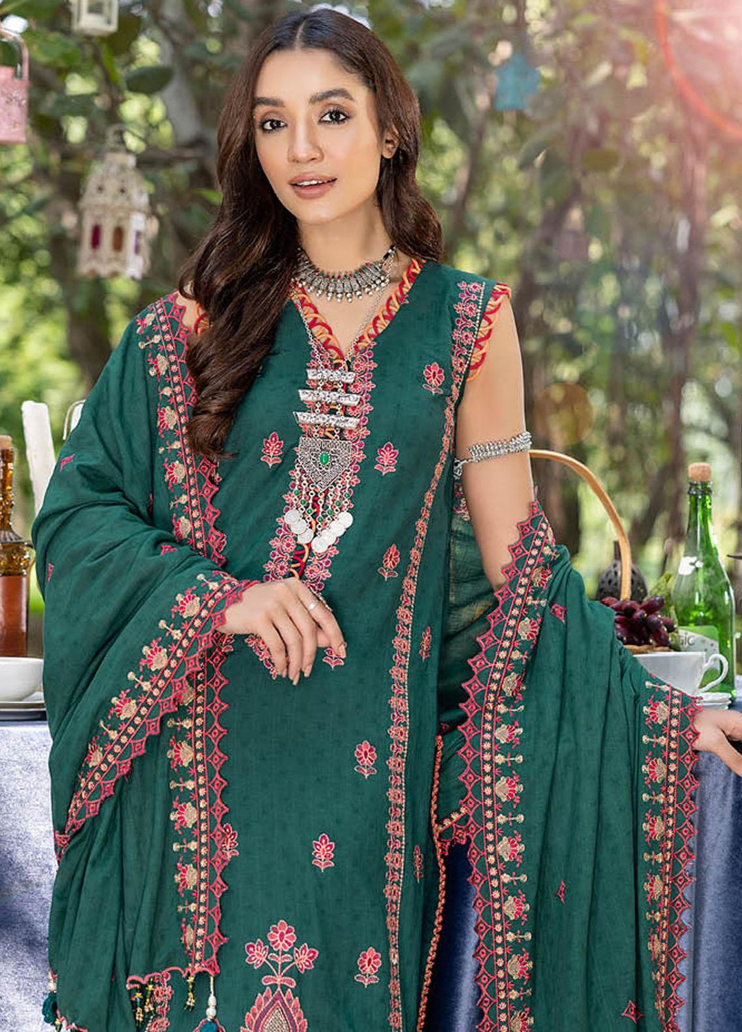 Sunshine Bloom By AL Zohaib Embroidered Jacquard Suits Unstitched 3 Piece AZ23SB D-2 - Winter Collection