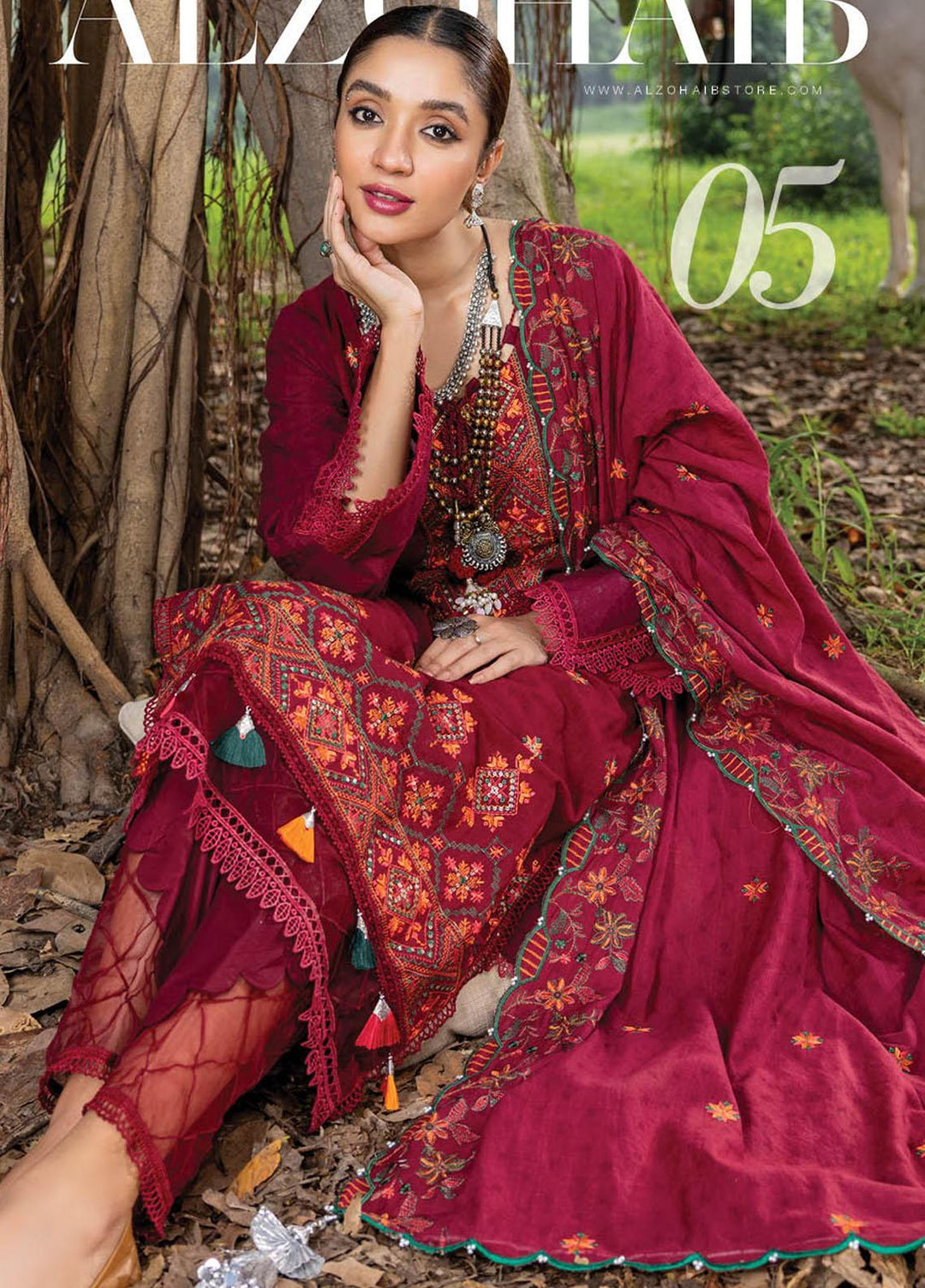 Sunshine Bloom By AL Zohaib Embroidered Jacquard Suits Unstitched 3 Piece AZ23SB D-5 - Winter Collection