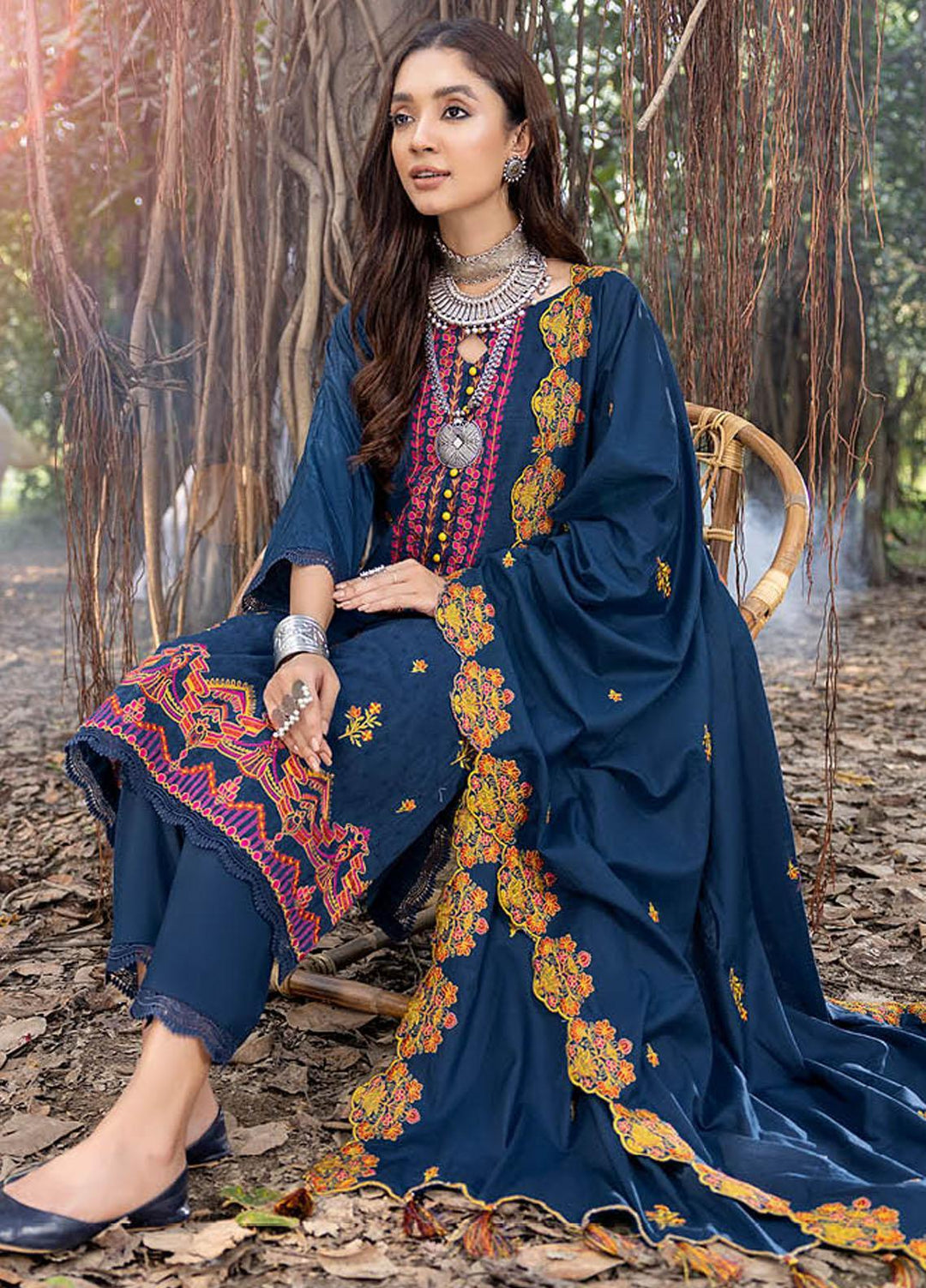 Sunshine Bloom By AL Zohaib Embroidered Jacquard Suits Unstitched 3 Piece AZ23SB D-6 - Winter Collection