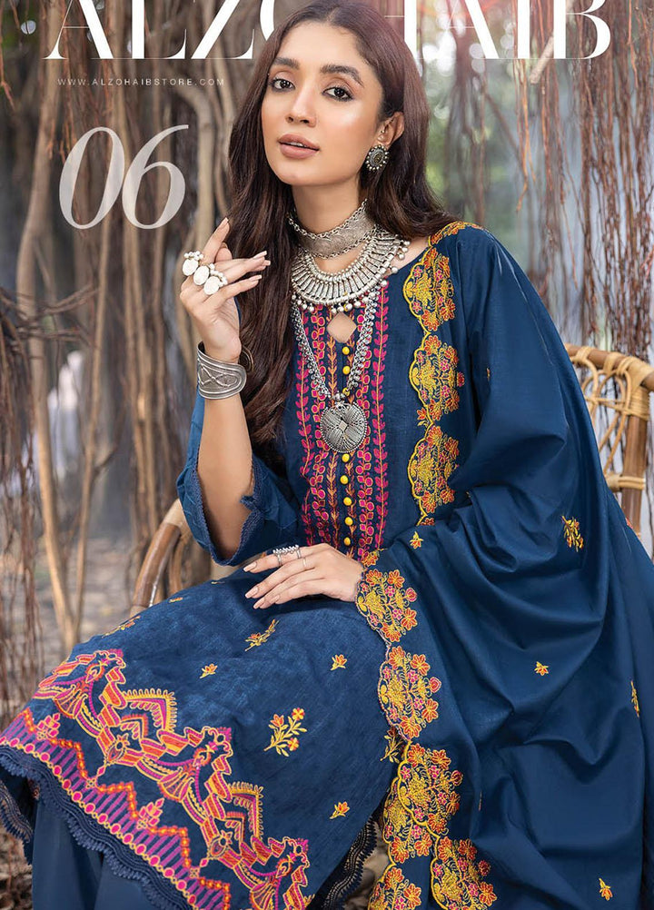 Sunshine Bloom By AL Zohaib Embroidered Jacquard Suits Unstitched 3 Piece AZ23SB D-6 - Winter Collection