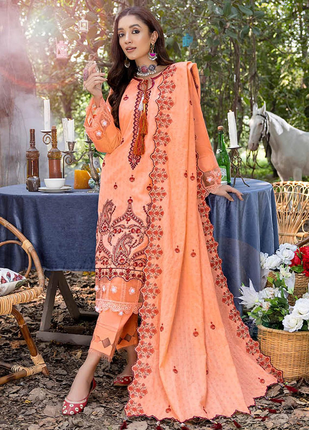 Sunshine Bloom By AL Zohaib Embroidered Jacquard Suits Unstitched 3 Piece AZ23SB D-7 - Winter Collection