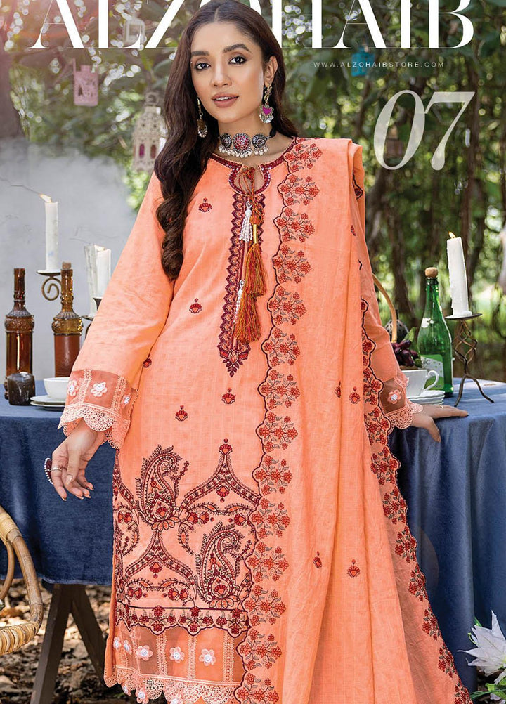 Sunshine Bloom By AL Zohaib Embroidered Jacquard Suits Unstitched 3 Piece AZ23SB D-7 - Winter Collection