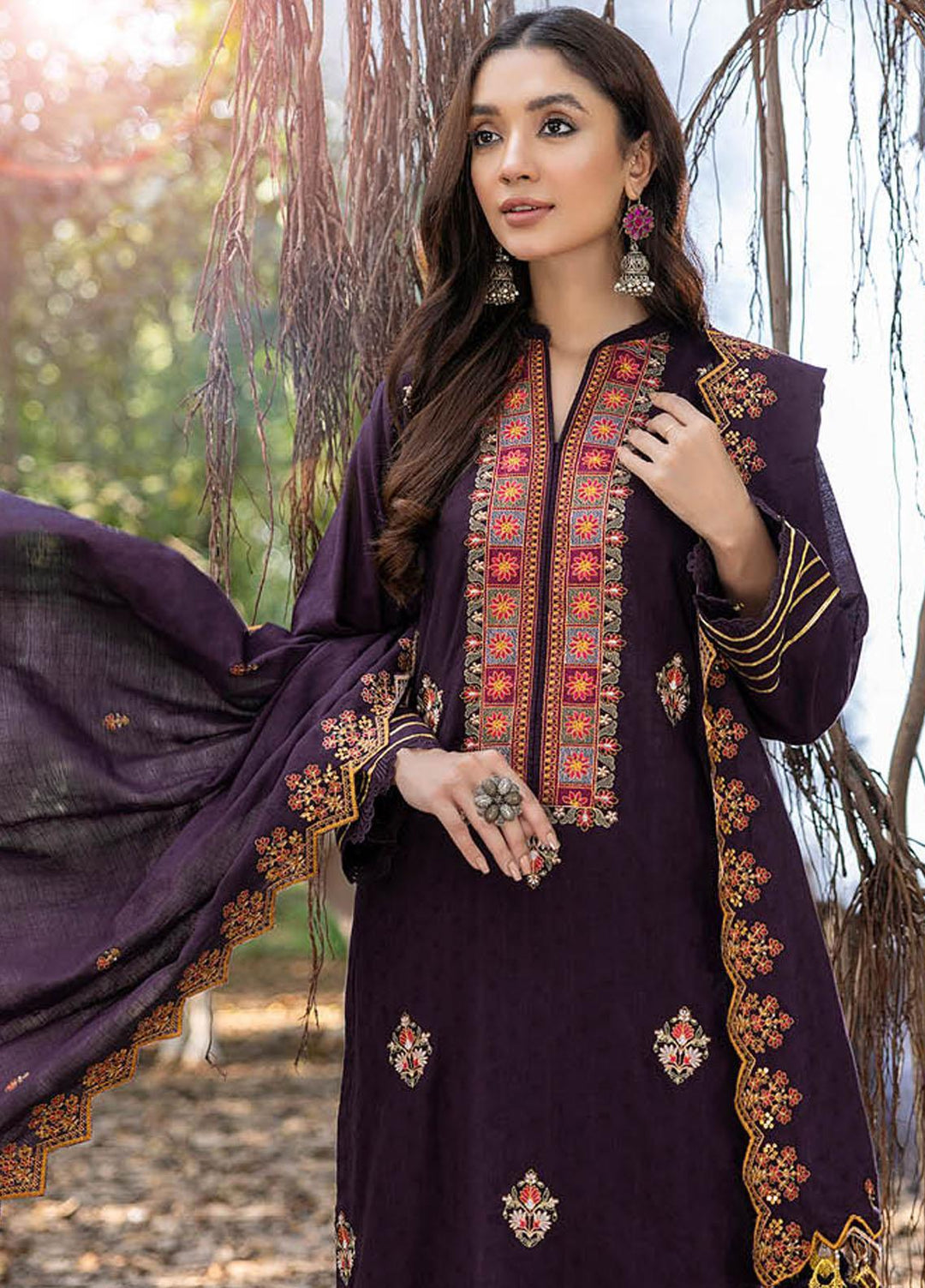 Sunshine Bloom By AL Zohaib Embroidered Jacquard Suits Unstitched 3 Piece AZ23SB D-9 - Winter Collection