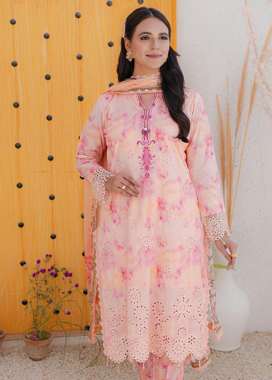 Sunshine Bloom By Al Zohaib Embroidered Cambric Suits Unstitched 3 Piece AZ23PK 01 - Winter Collection