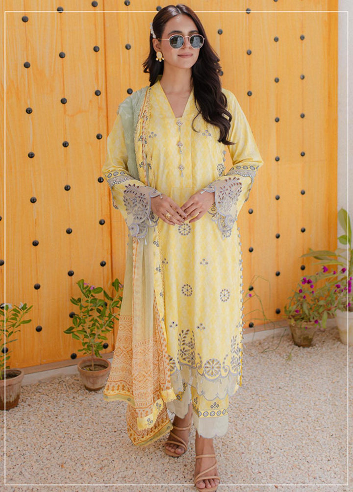 Sunshine Bloom By Al Zohaib Embroidered Cambric Suits Unstitched 3 Piece AZ23PK 03 - Winter Collection