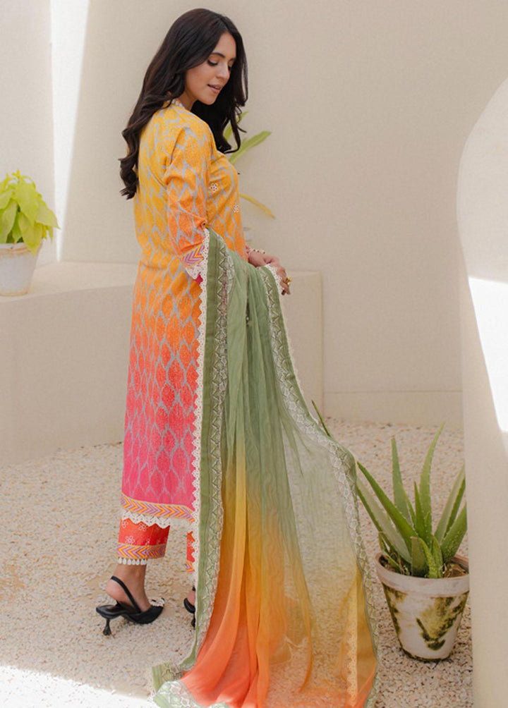 Sunshine Bloom By Al Zohaib Embroidered Cambric Suits Unstitched 3 Piece AZ23PK 08 - Winter Collection