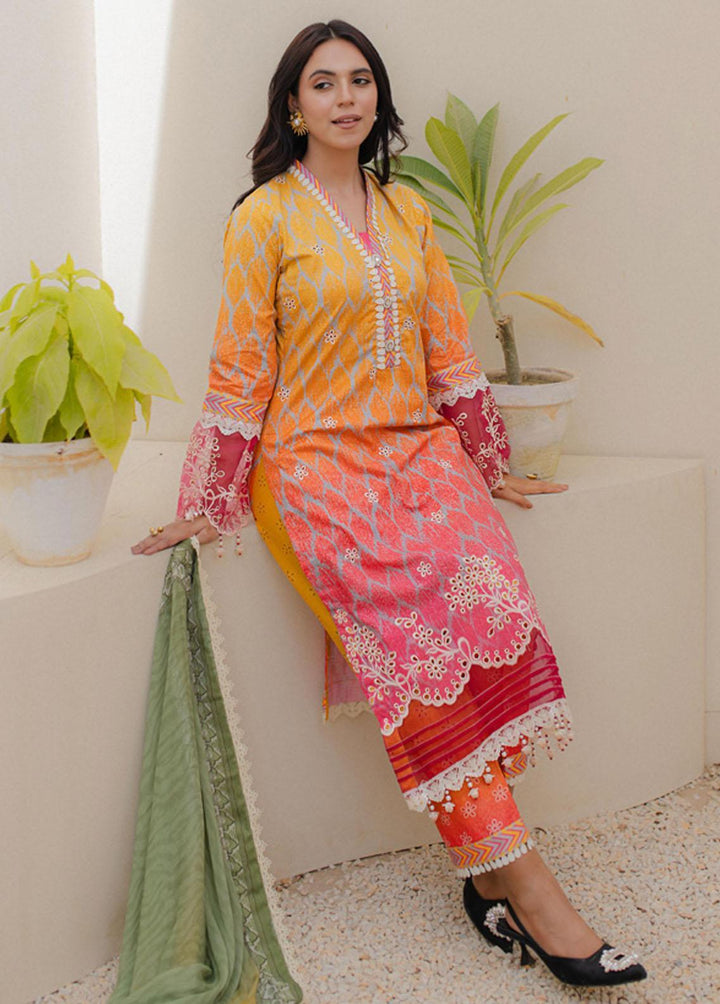 Sunshine Bloom By Al Zohaib Embroidered Cambric Suits Unstitched 3 Piece AZ23PK 08 - Winter Collection