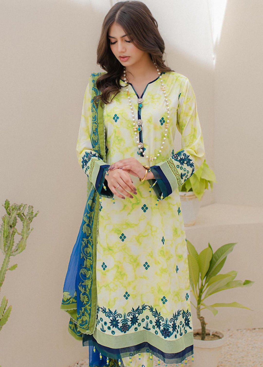Sunshine Bloom By Al Zohaib Embroidered Cambric Suits Unstitched 3 Piece AZ23PK 10 - Winter Collection