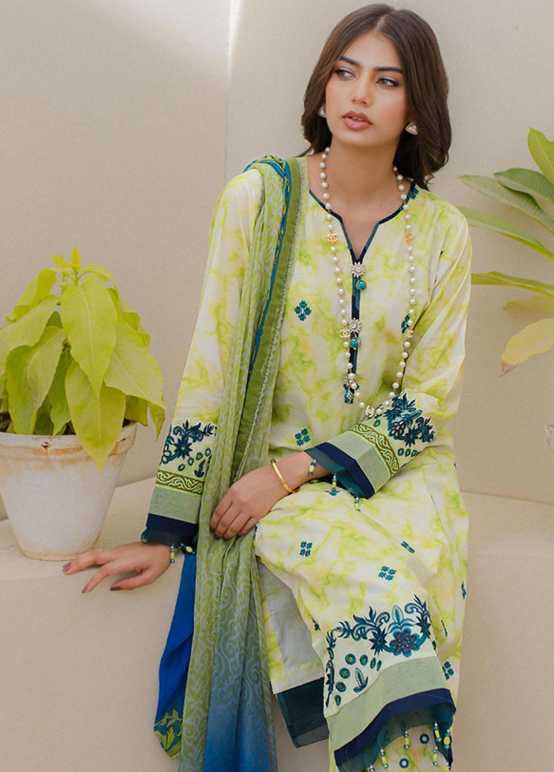 Sunshine Bloom By Al Zohaib Embroidered Cambric Suits Unstitched 3 Piece AZ23PK 10 - Winter Collection