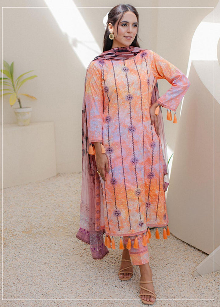 Sunshine Bloom By Al Zohaib Embroidered Cambric Suits Unstitched 3 Piece AZ23PK 12 - Winter Collection