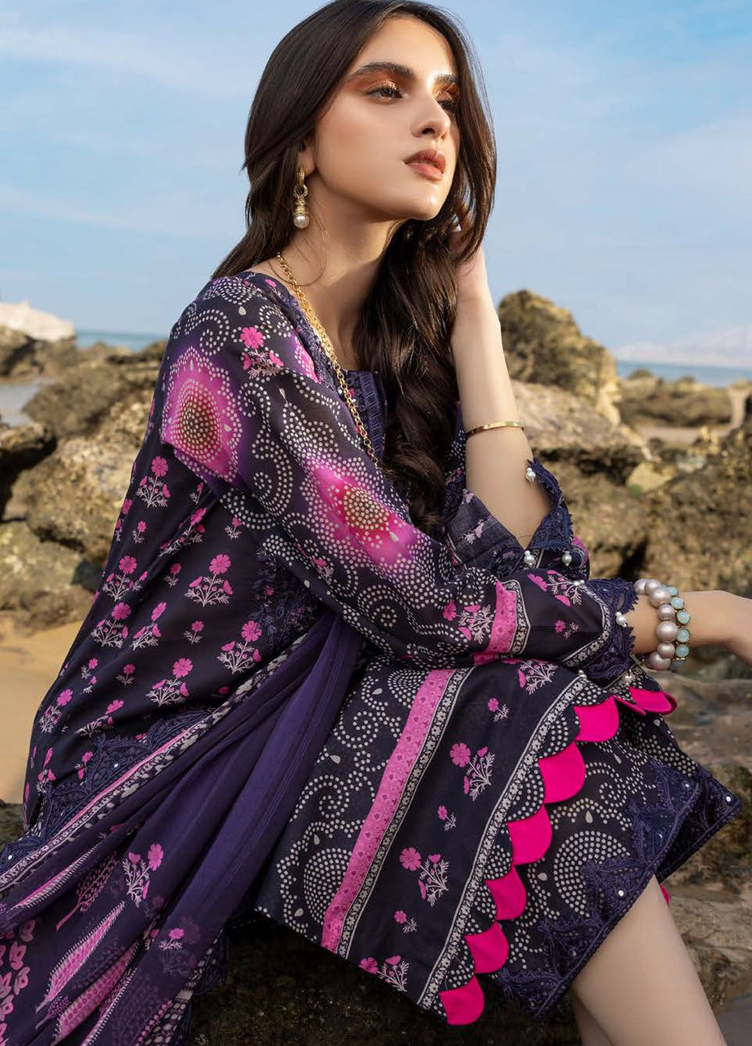 Sunshine By Charizma Embroidered Lawn Suit Unstitched 3 Piece CRZ24SL SN4-03 - Summer Collection