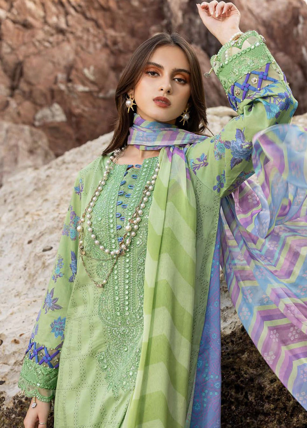 Sunshine By Charizma Embroidered Lawn Suit Unstitched 3 Piece CRZ24SL SN4-06 - Summer Collection