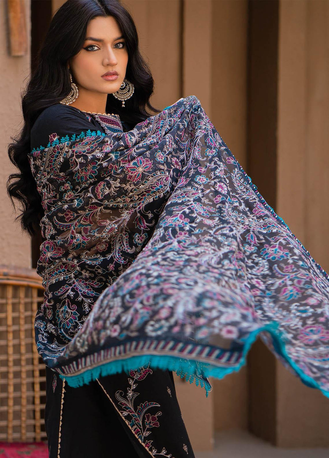 Surmai By Humdum Embroidered Lawn Suits Unstitched 3 Piece HD23S D-1 - Summer Collection