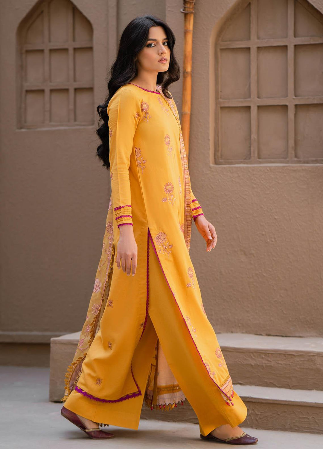 Surmai By Humdum Embroidered Lawn Suits Unstitched 3 Piece HD23S D-2 - Summer Collection