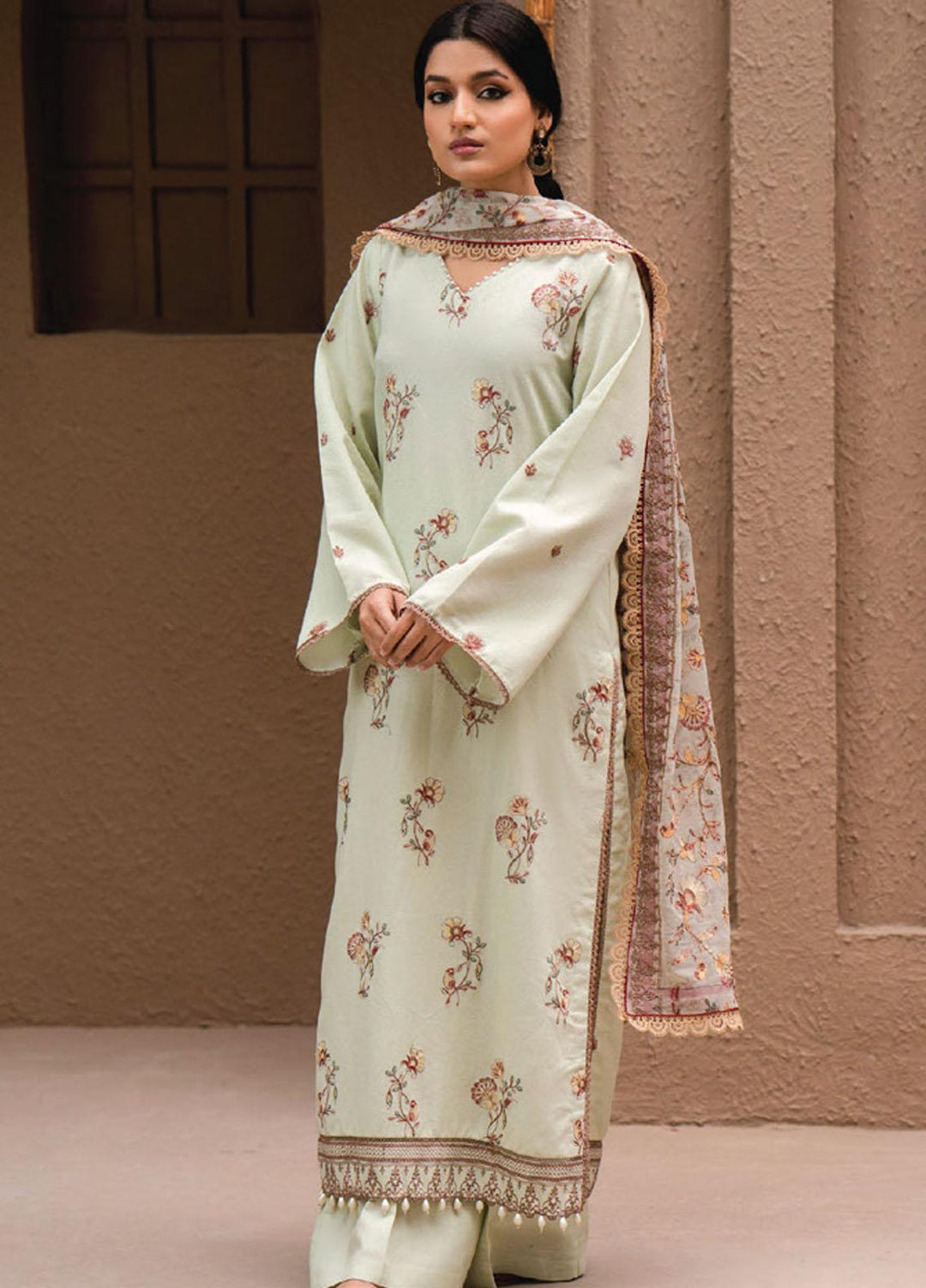 Surmai By Humdum Embroidered Lawn Suits Unstitched 3 Piece HD23S D-3 - Summer Collection