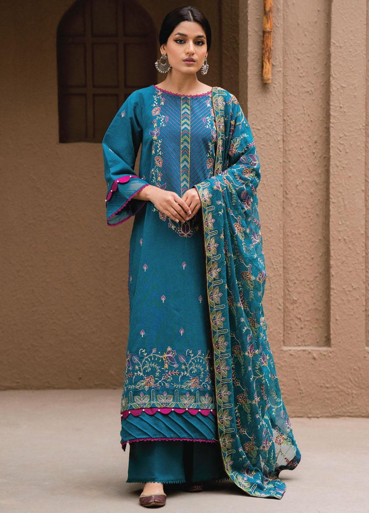 Surmai By Humdum Embroidered Lawn Suits Unstitched 3 Piece HD23S D-4 - Summer Collection