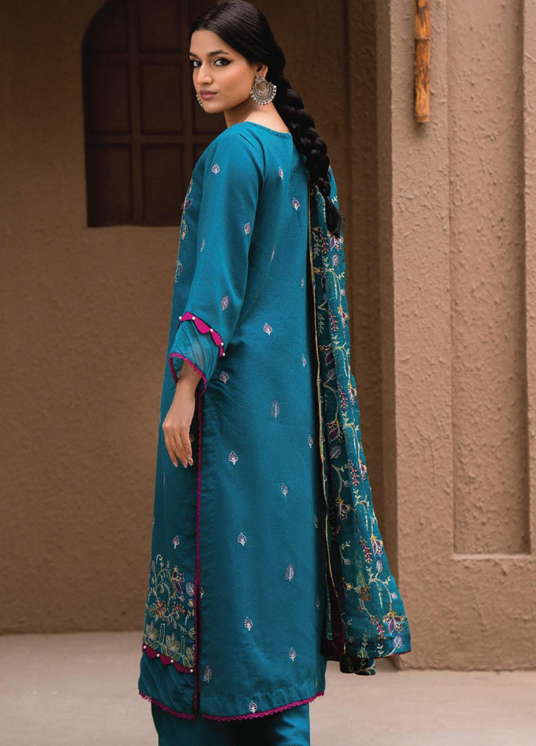 Surmai By Humdum Embroidered Lawn Suits Unstitched 3 Piece HD23S D-4 - Summer Collection