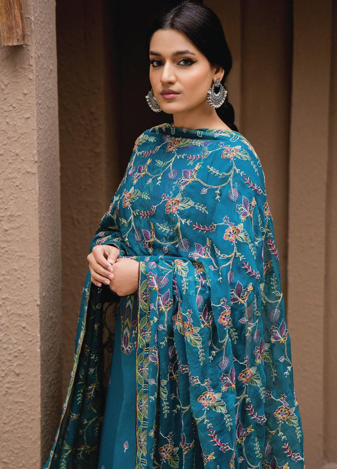 Surmai By Humdum Embroidered Lawn Suits Unstitched 3 Piece HD23S D-4 - Summer Collection