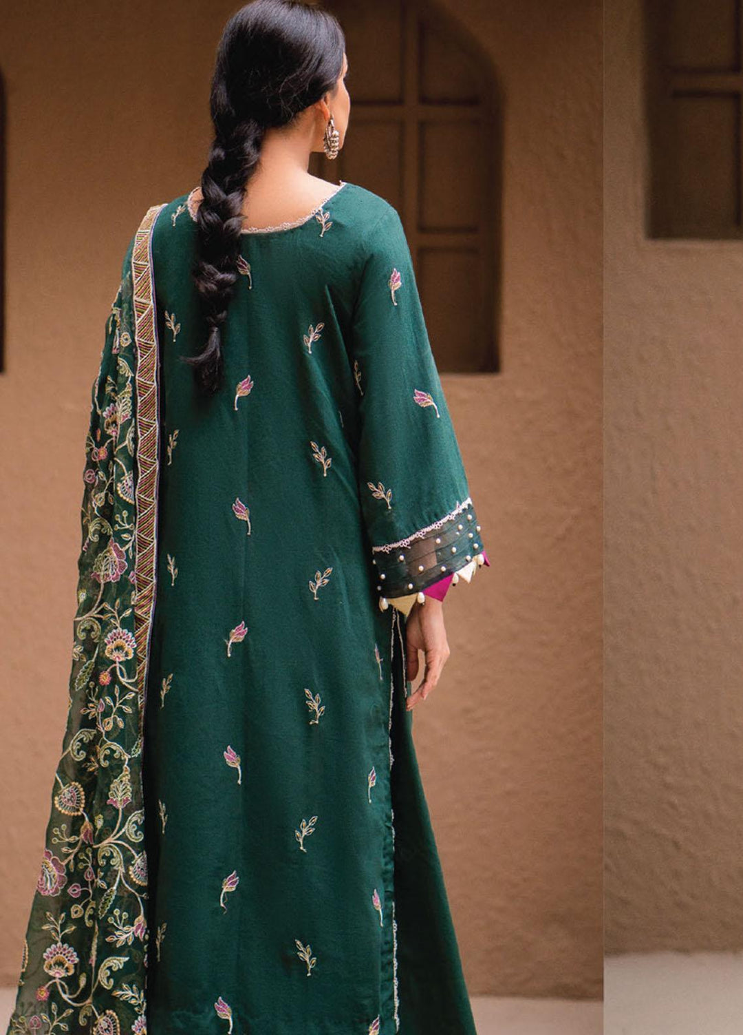 Surmai By Humdum Embroidered Lawn Suits Unstitched 3 Piece HD23S D-8 - Summer Collection