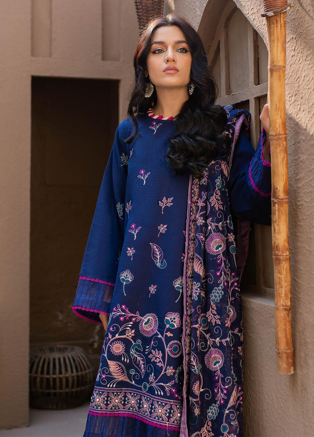 Surmai By Humdum Embroidered Lawn Suits Unstitched 3 Piece HD23S D-9 - Summer Collection