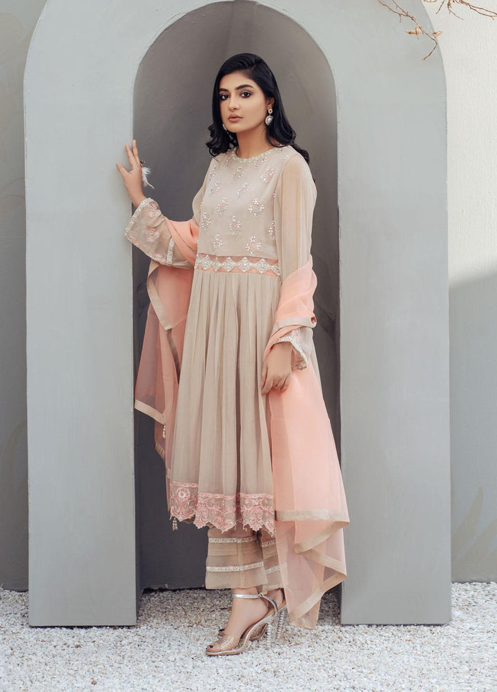 Surmai Luxury Pret  3 Chiffon Piece Dress SUR22EF SLP 18 SEPIA