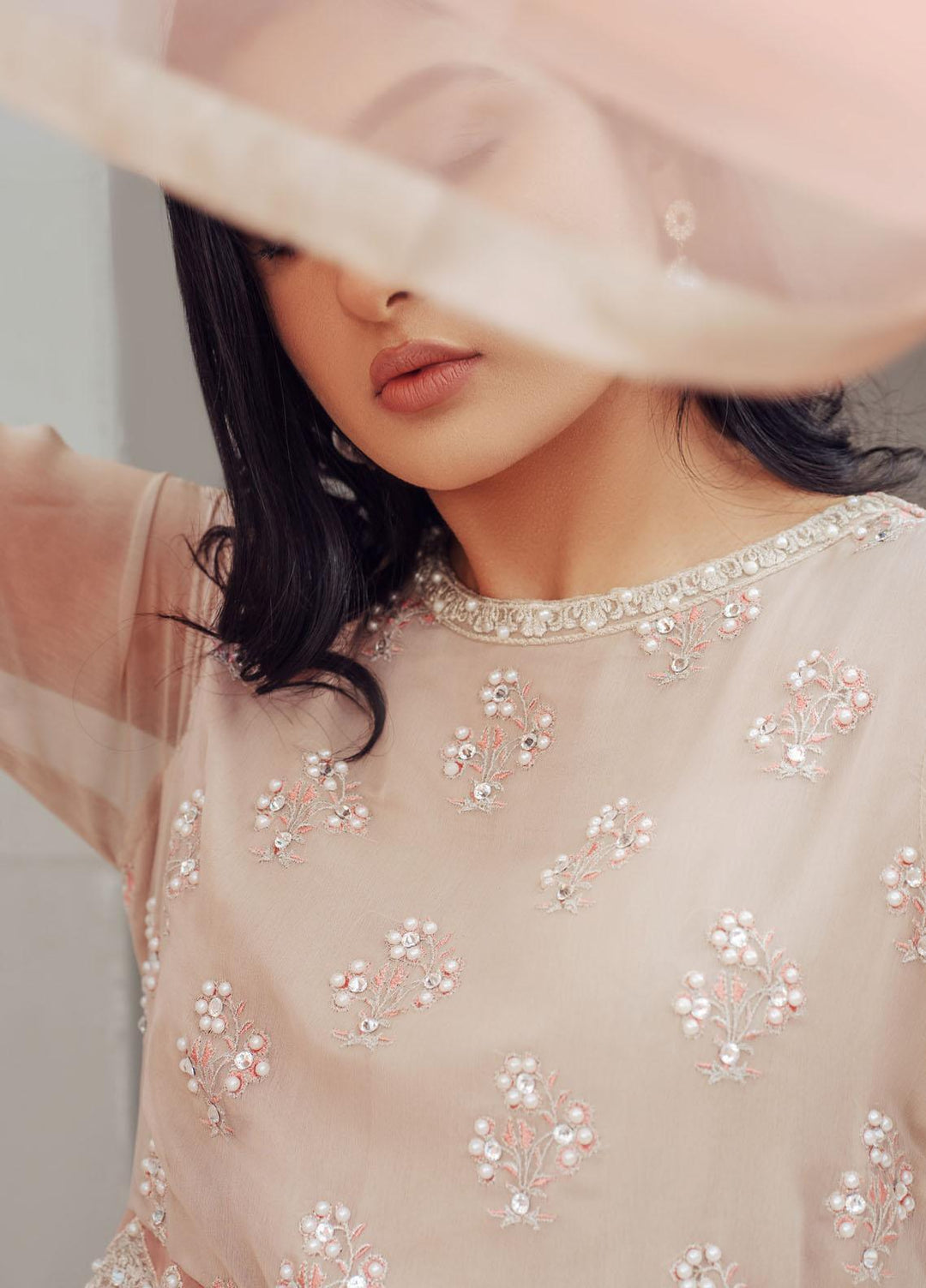Surmai Luxury Pret  3 Chiffon Piece Dress SUR22EF SLP 18 SEPIA