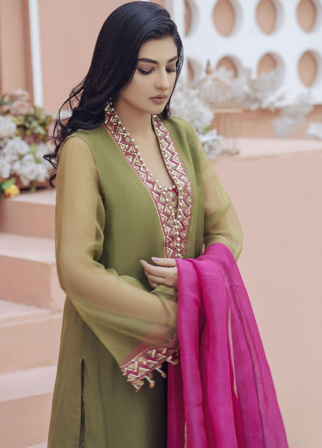 Surmai Luxury Pret  3 Organza Piece Dress SUR22EF SLP14 AZALEA