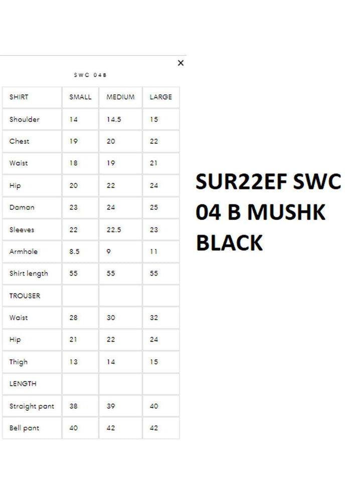 Surmai Luxury Pret   3 Piece Dress SUR22EF SWC 04 B MUSHK BLACK