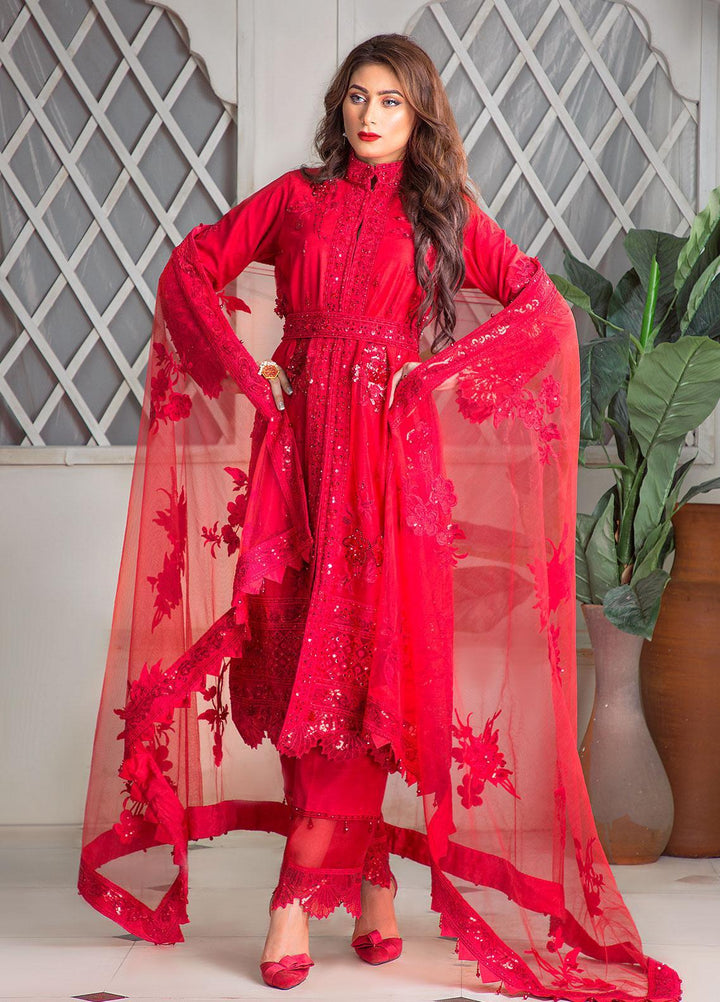 Surmai Luxury Pret Embroidered Net 3 Piece Dress SLP-07