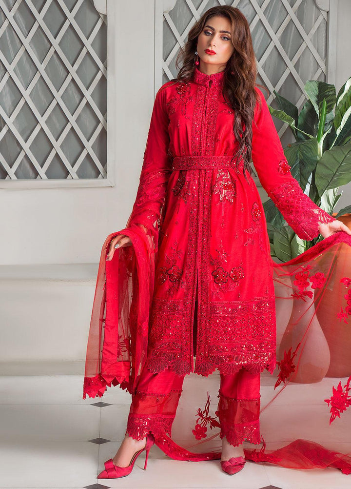 Surmai Luxury Pret Embroidered Net 3 Piece Dress SLP-07