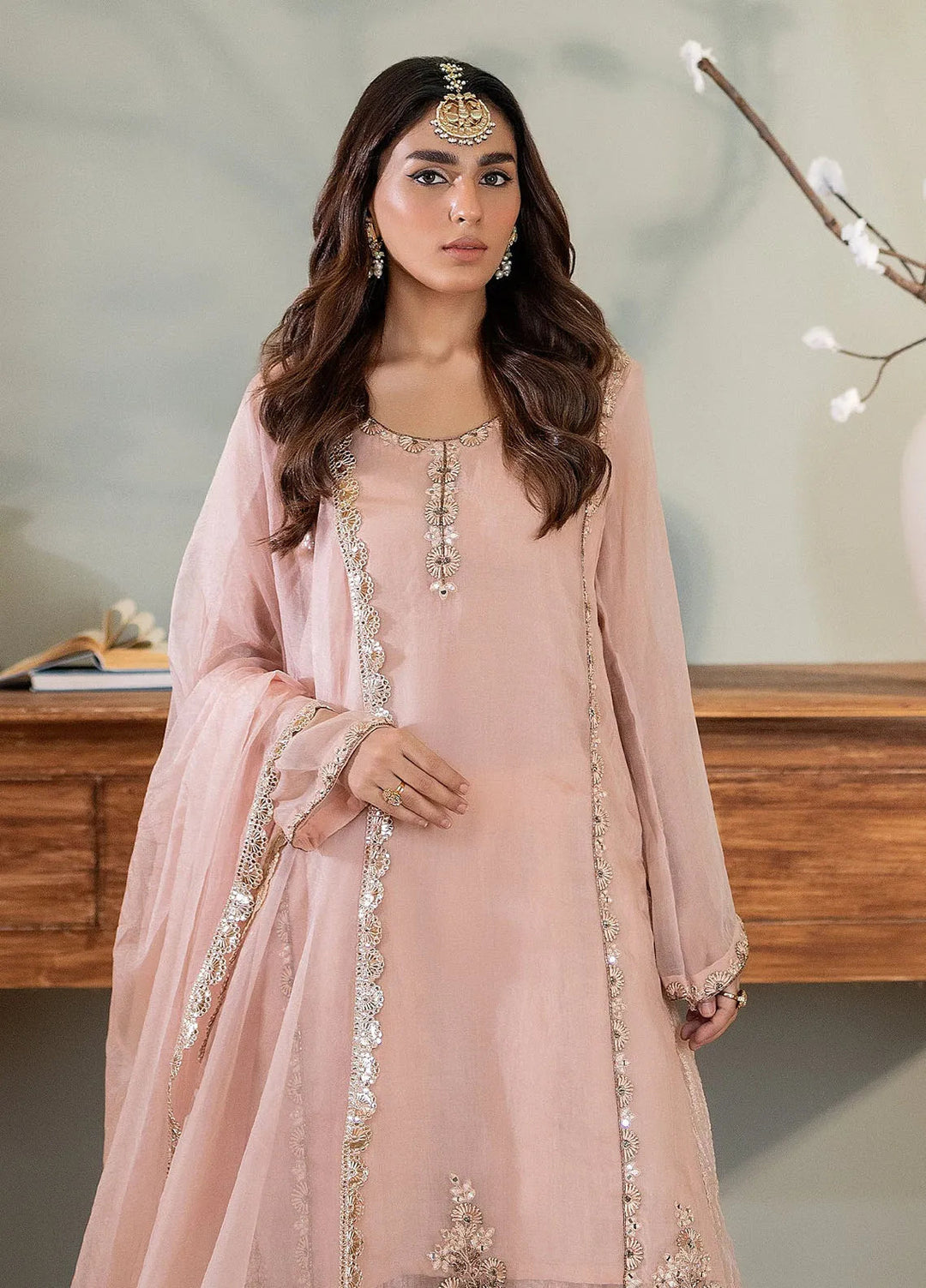 Syah Pret Embellished Organza 3 Piece Suit EST-009 GULMOHAR