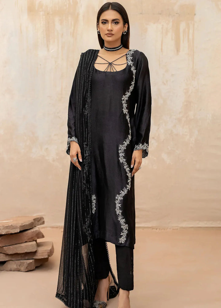 Syah Pret Embellished Tissue Silk 3 Piece Suit EST-013 SYAH