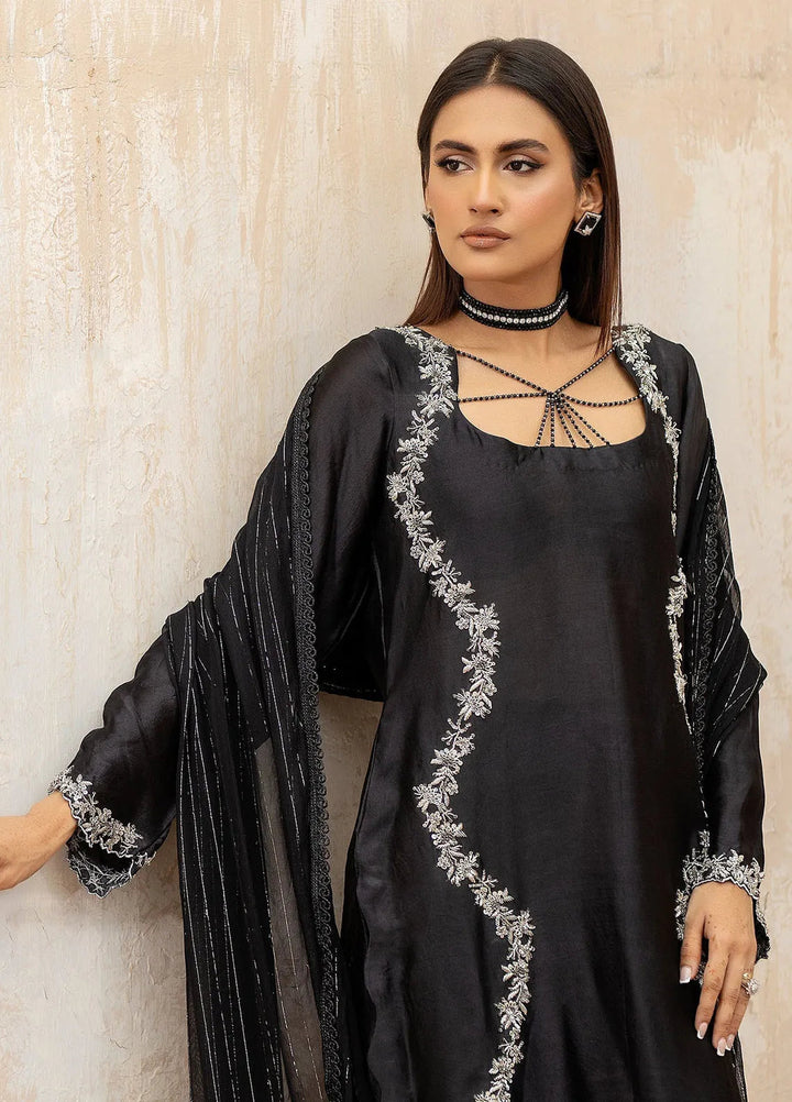 Syah Pret Embellished Tissue Silk 3 Piece Suit EST-013 SYAH