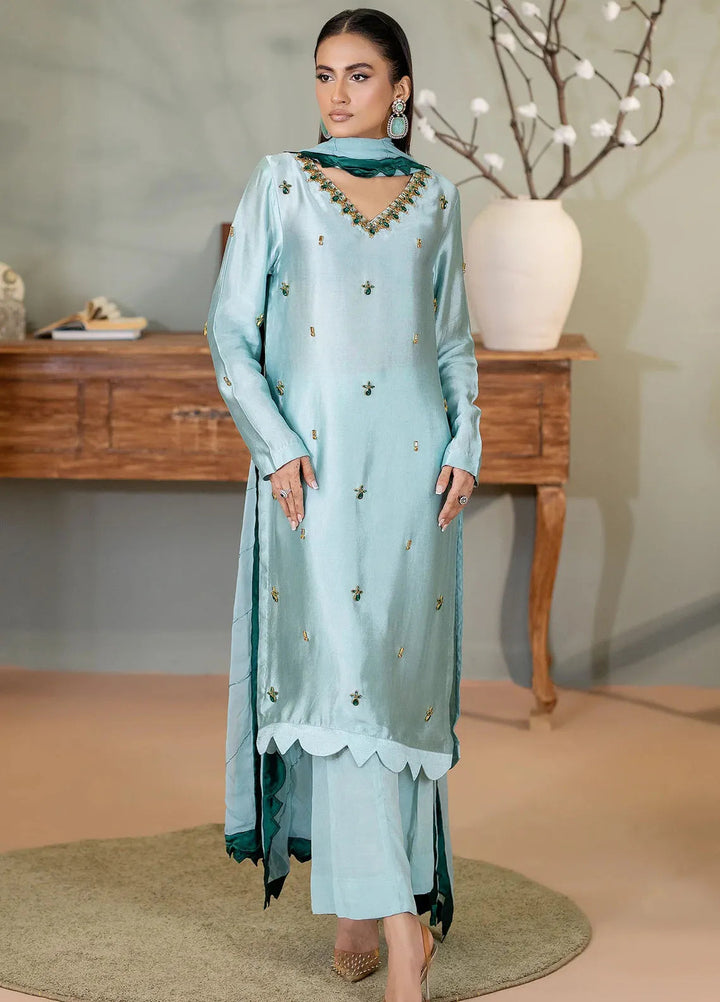Syah Pret Embellished Tissue Silk 3 Piece Suit EST-014 ZAMURQ