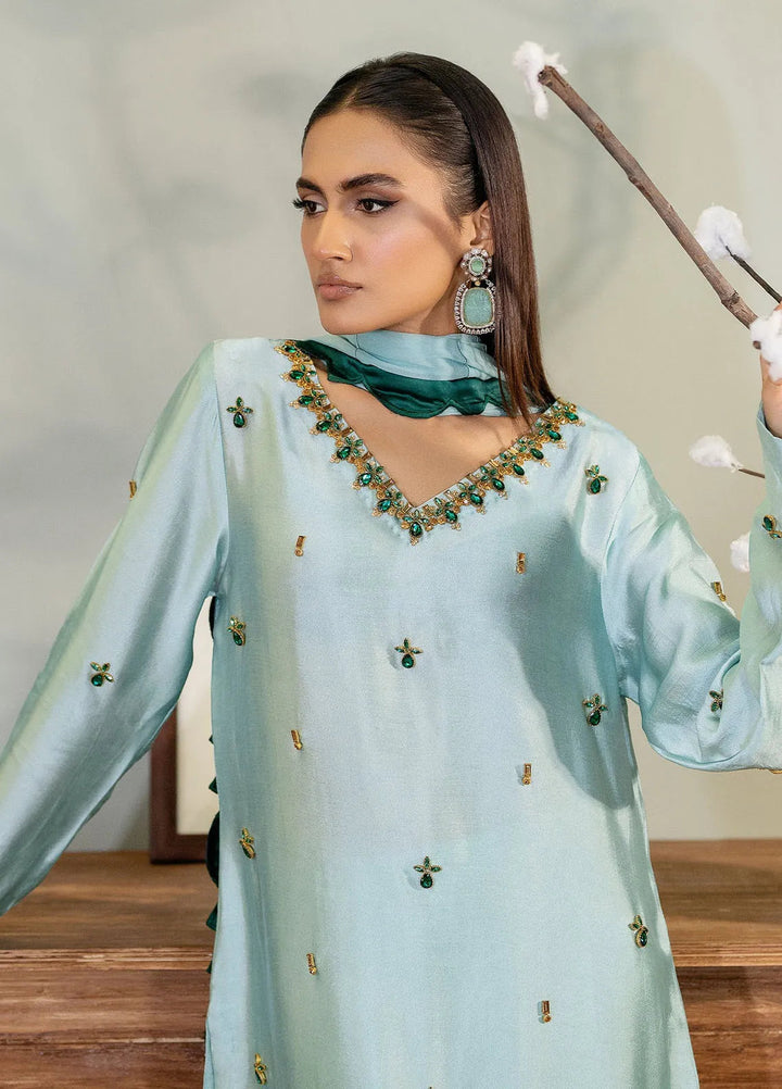 Syah Pret Embellished Tissue Silk 3 Piece Suit EST-014 ZAMURQ