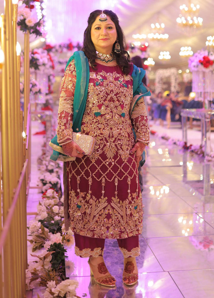 Syah Pret Embroidered Chiffon 3 Piece Suit Est-025 Zeenat