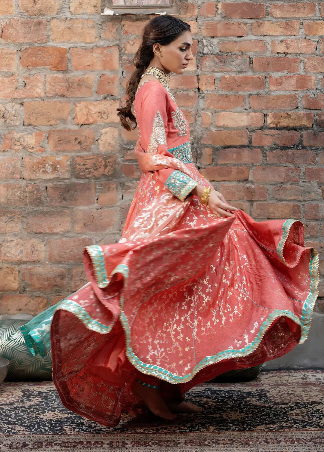Syah Pret Embroidered Raw Silk 3 Piece Suit EST-015 MALAIKA