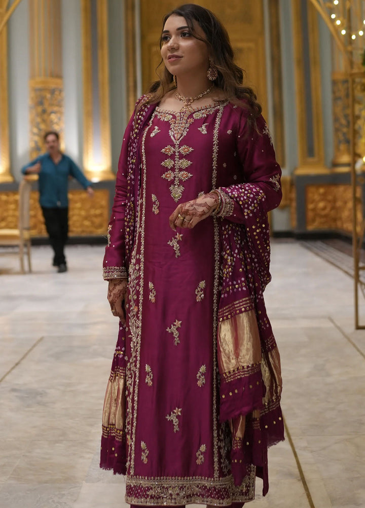 Syah Pret Embroidered Silk 3 Piece Suit Est-021 Gul Rung