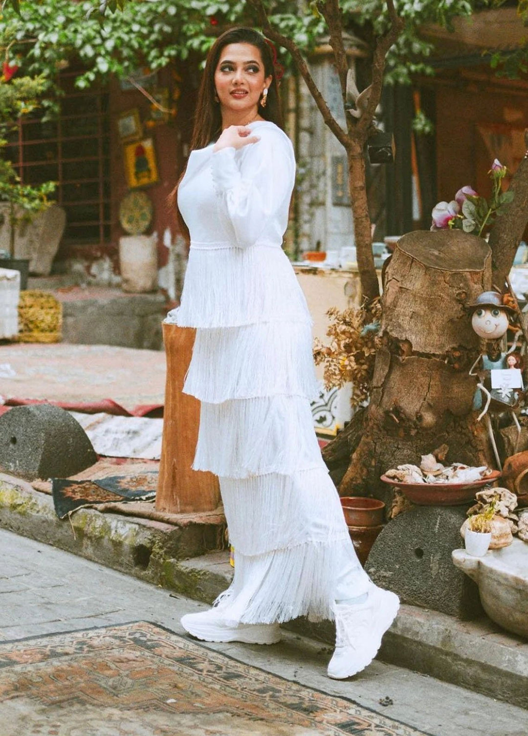 Syah Pret Western Suit Cowl Neck Fringe Dress