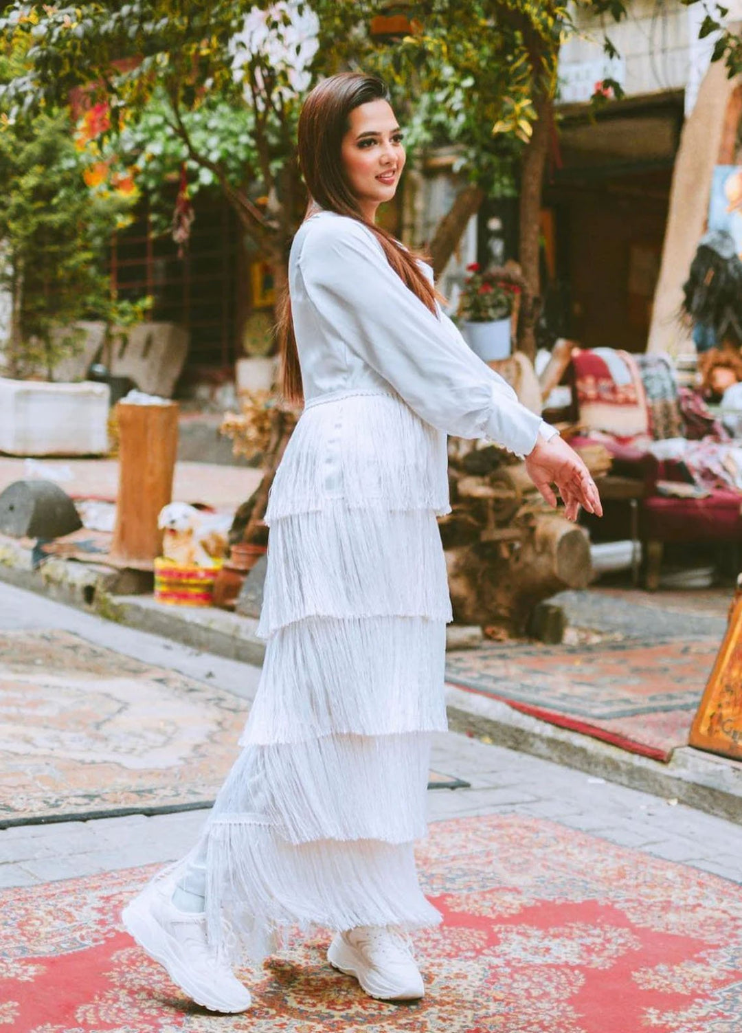 Syah Pret Western Suit Cowl Neck Fringe Dress