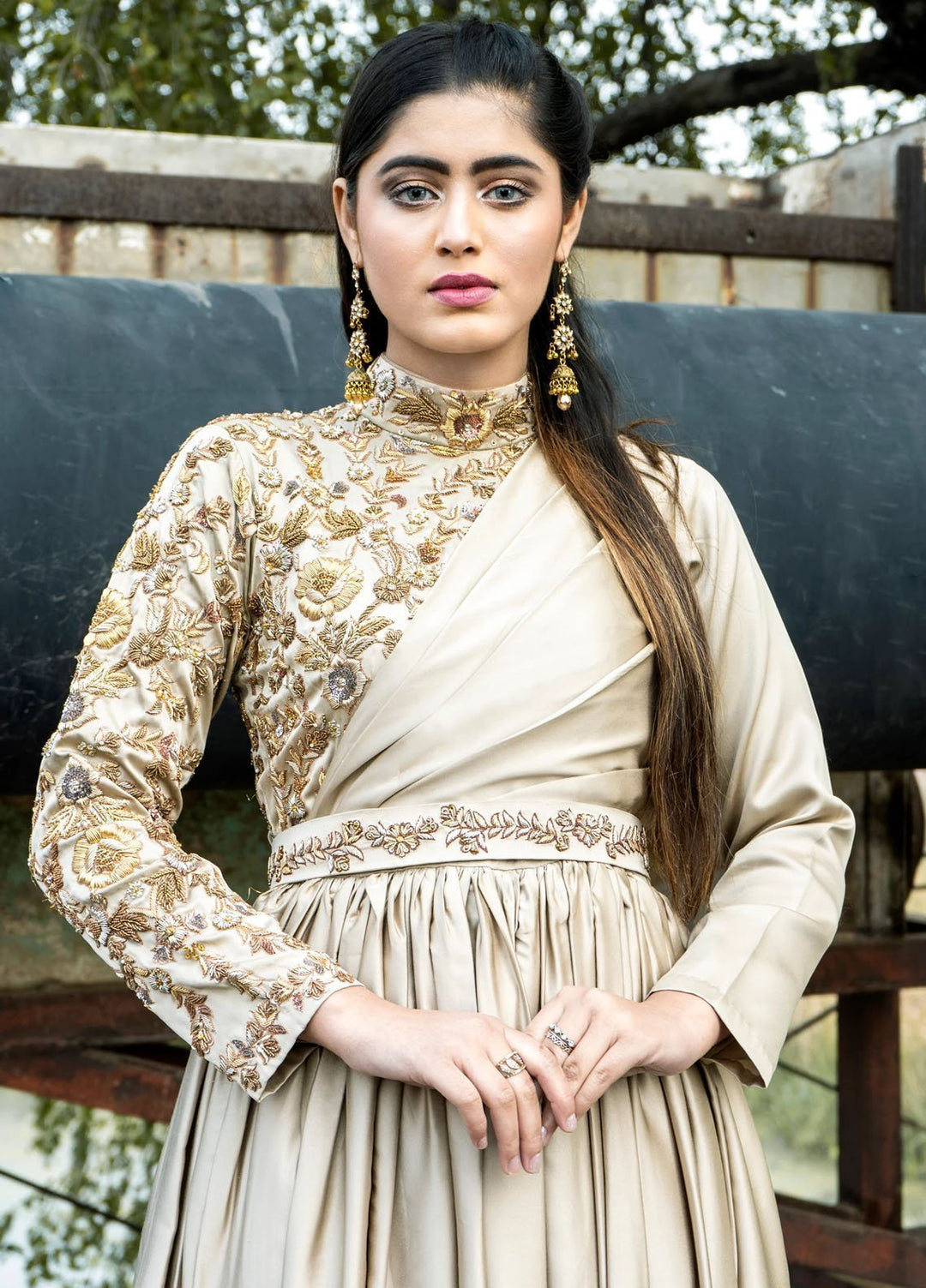 Syah Pret Western Suit Hand Done Adda Work Dress Maxi Dress