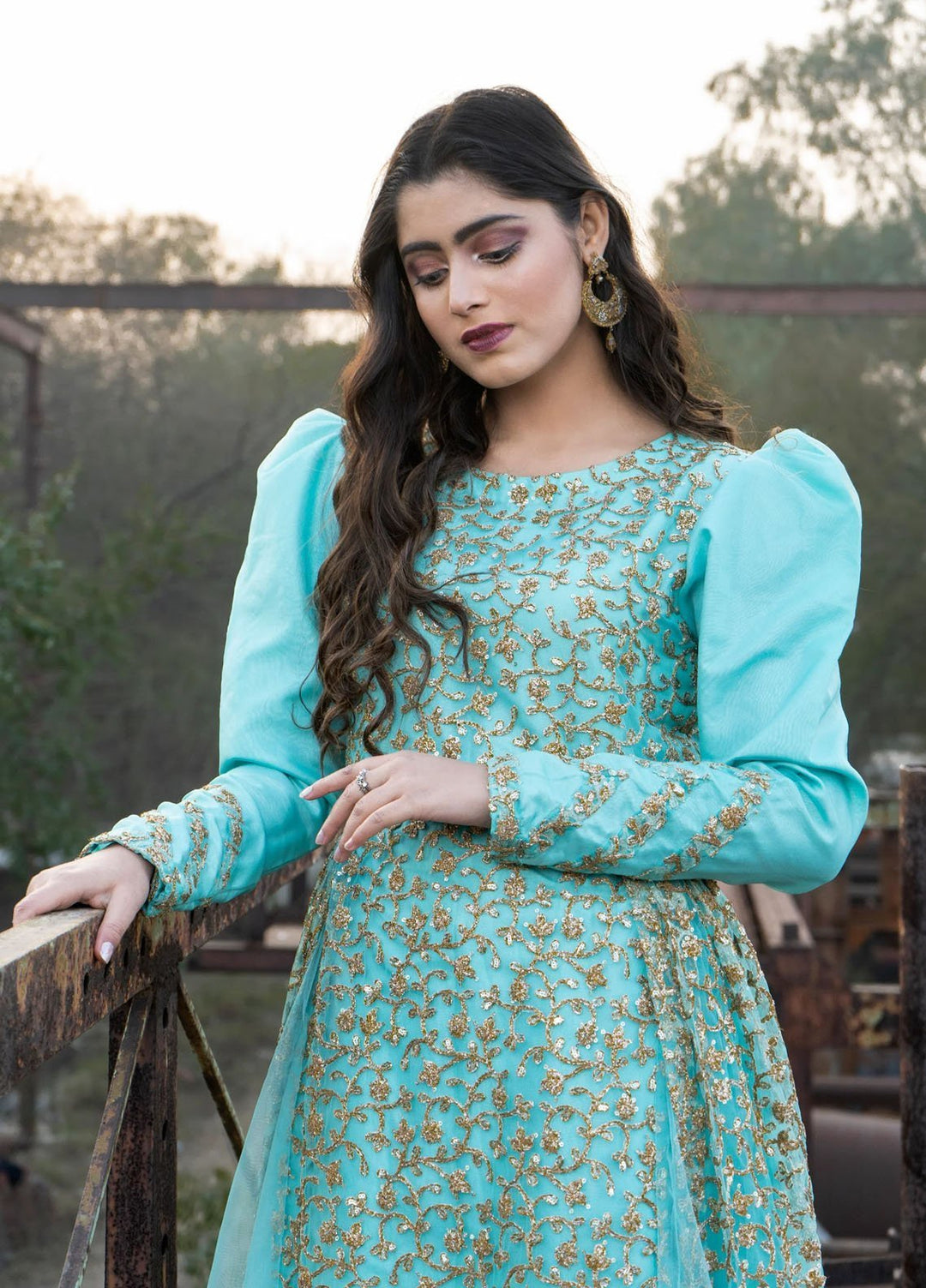 Syah Pret Western Suit Puffed Sleeves Gown