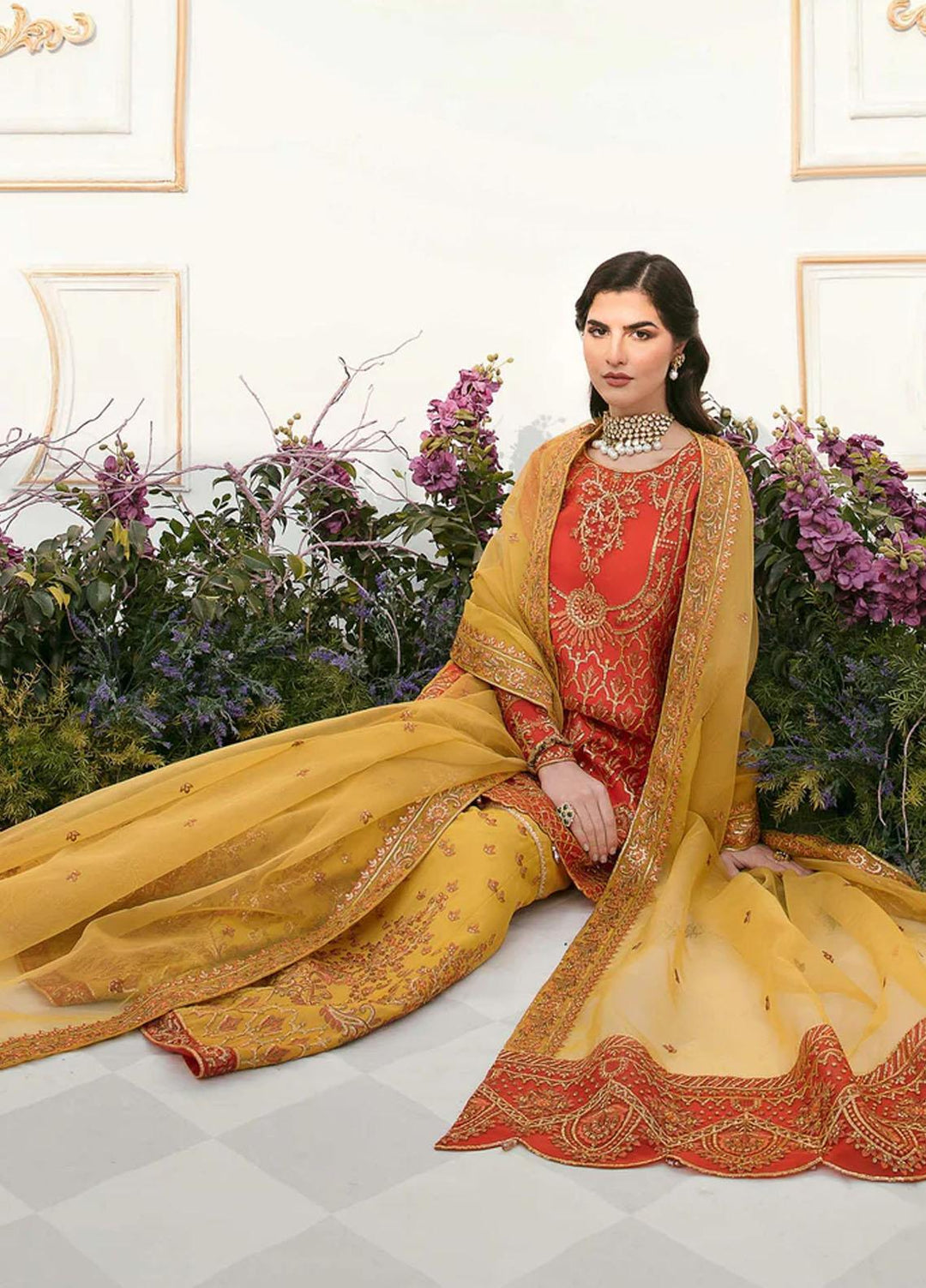 Sylvia By Akbar Aslam Embroidered Organza Suits Unstitched 4 Piece AA23S 1455 Zeane - Wedding Collection