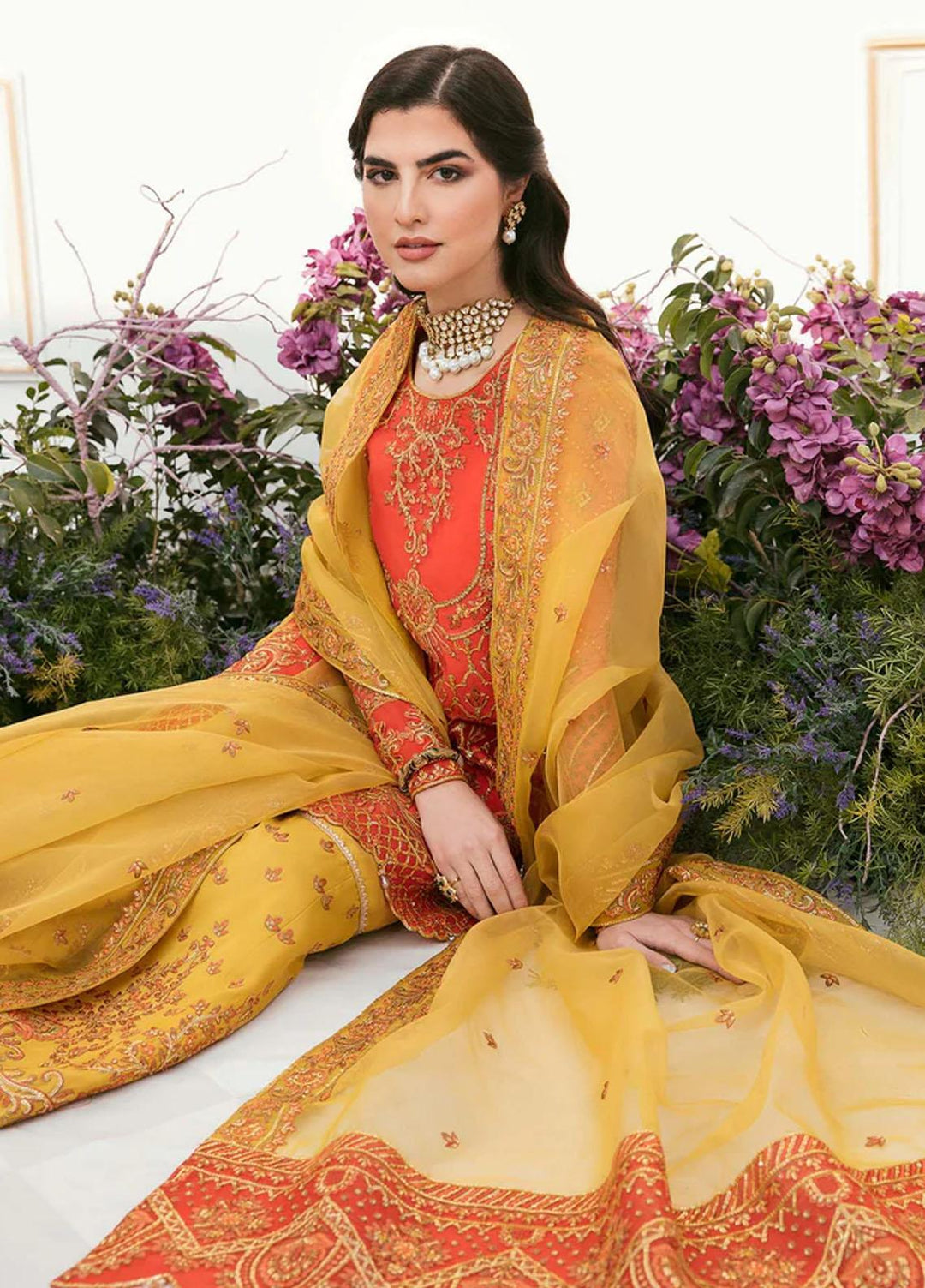 Sylvia By Akbar Aslam Embroidered Organza Suits Unstitched 4 Piece AA23S 1455 Zeane - Wedding Collection