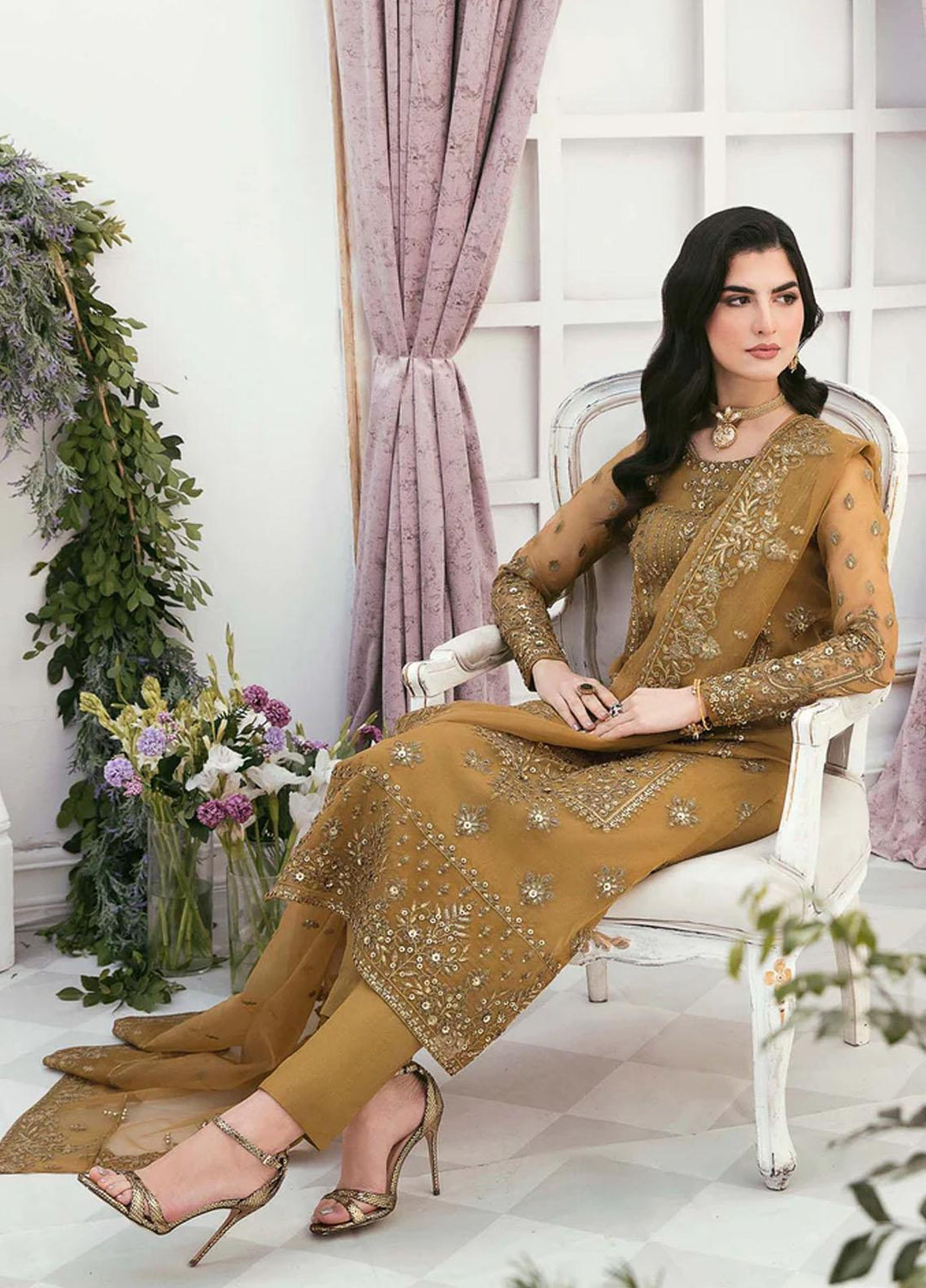 Sylvia By Akbar Aslam Embroidered Organza Suits Unstitched 4 Piece AA23S 1459 Synthia - Wedding Collection